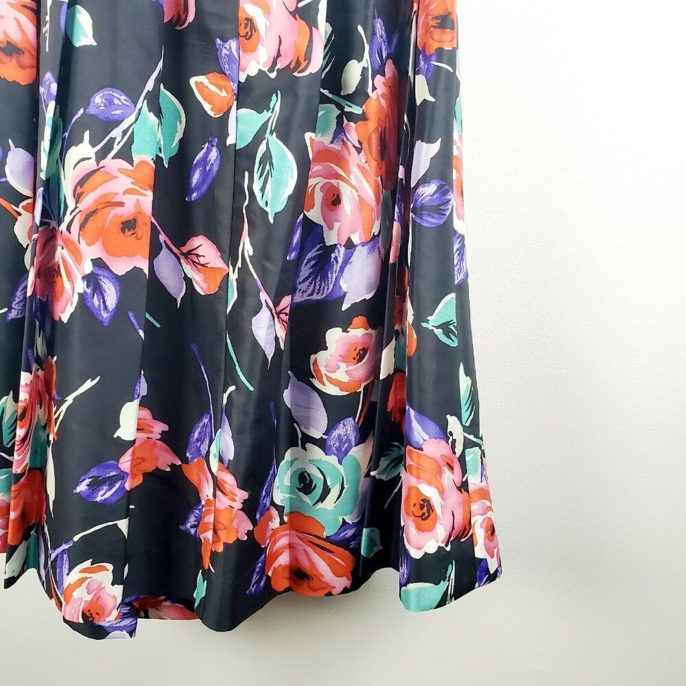 Express Women's Silk Dress Black Strapless Floral Belted Fit Flare Sz 6 NWOT - Picture 7 of 8